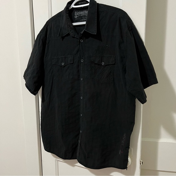 Denim Originals Black Pinstripe Short Sleeve Button Down - Picture 7 of 9